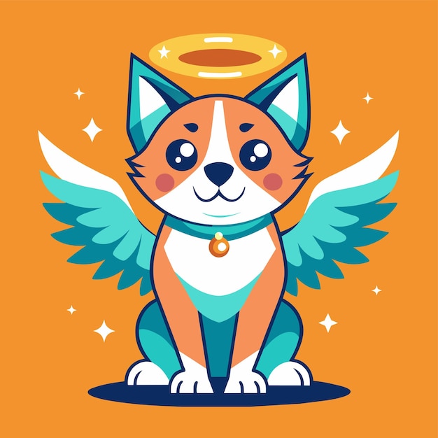 Un perro con alas de ángel de pie sobre un fondo naranja una representación artística de la dieta paleo