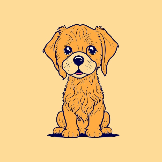 Un perro amarillo con un fondo amarillo.