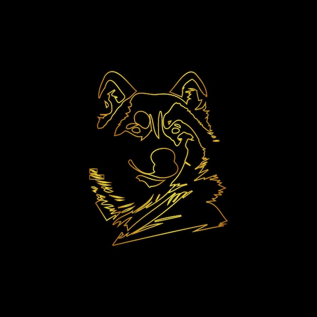 Un perro amarillo con un fondo negro.