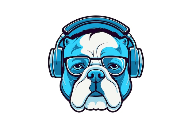 Perro con auriculares y gafas Mascota Vector de sublimación