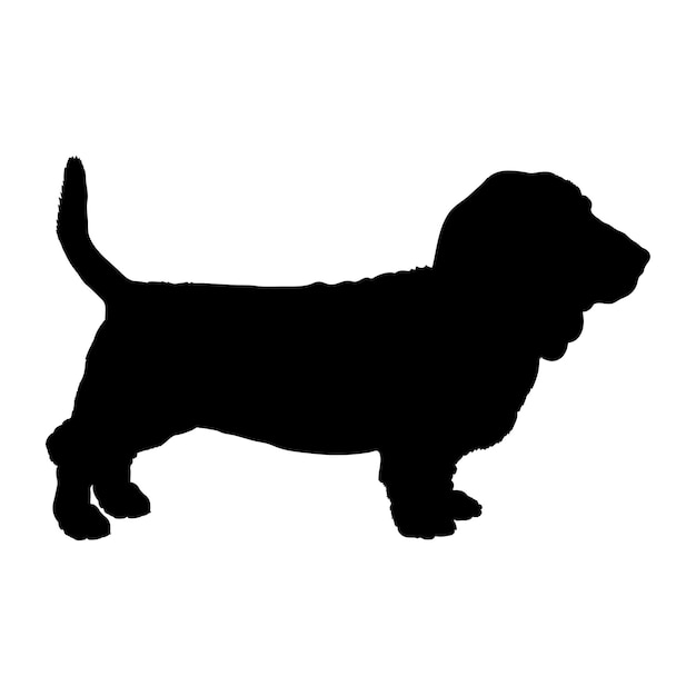 El perro basset hound silueta de las razas de perros el logotipo del vector del monograma del perro