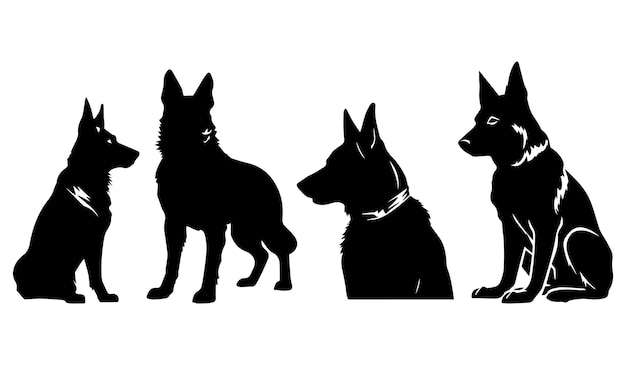 Perro blanco y negro con ilustración vectorial