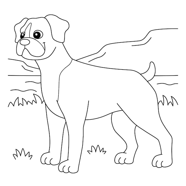 Perro Boxer Página Para Colorear Para Niños