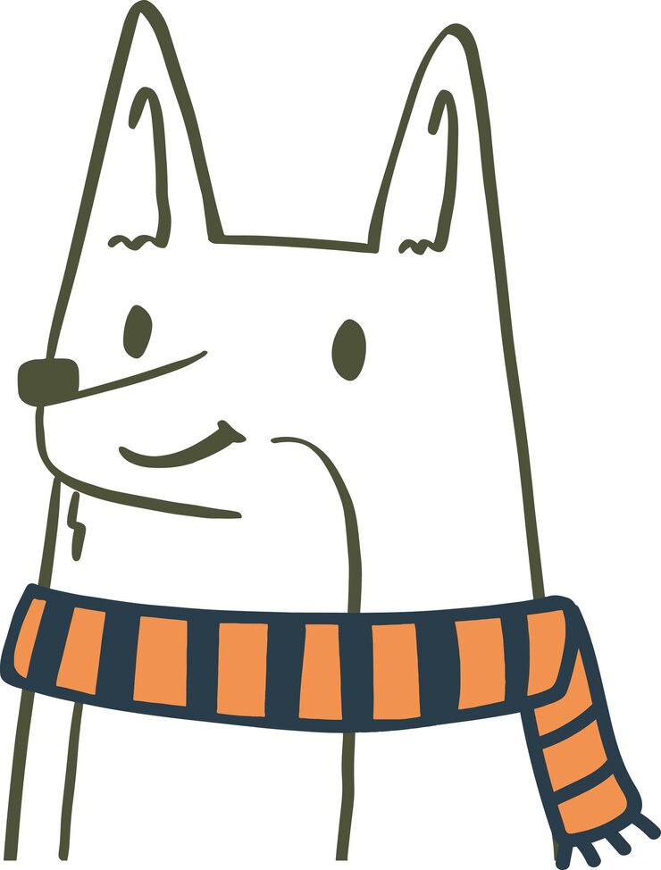 Perro con bufanda personaje de dibujos animados de animales salvajes bufanda de invierno