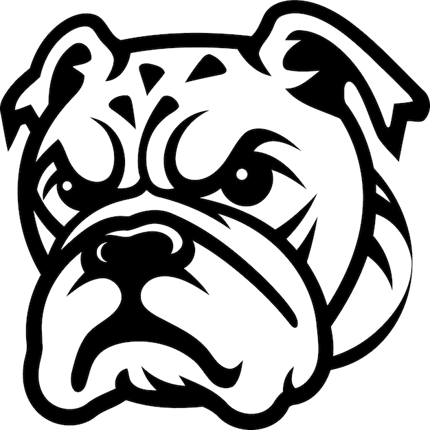 Perro bulldog cabeza en blanco y negro