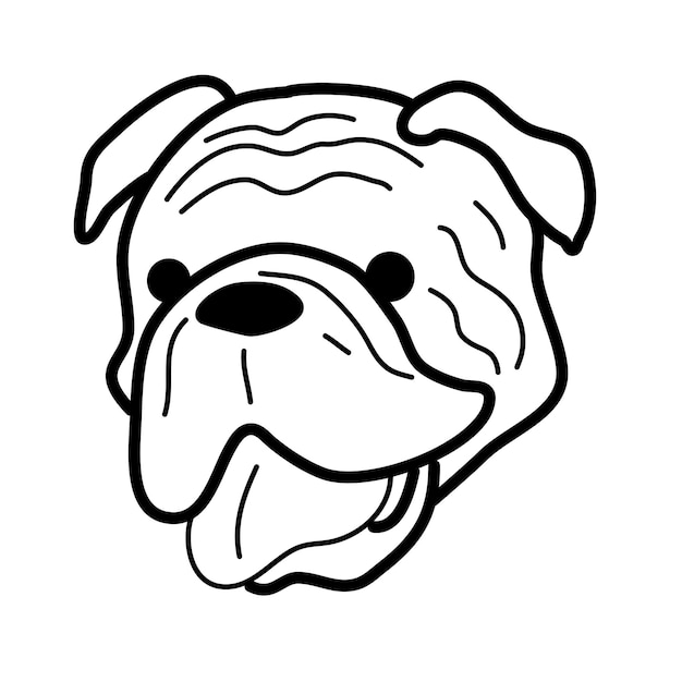 Perro bulldog cara garabato Perro razas dibujado a mano bulldog cabeza Vector veterinario ilustración en un blanco