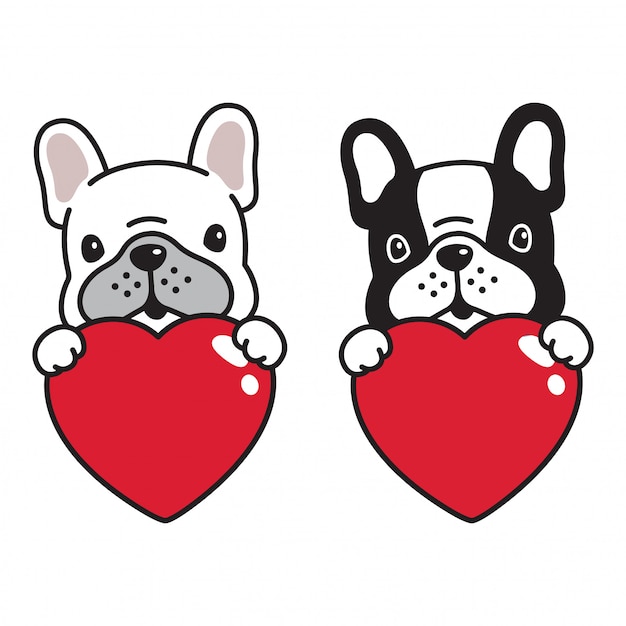 Perro bulldog francés corazón san valentín