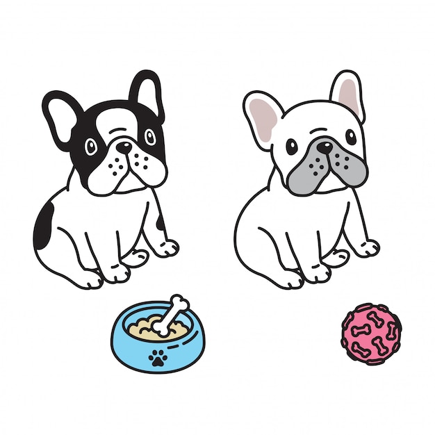 Perro bulldog francés ilustración de dibujos animados
