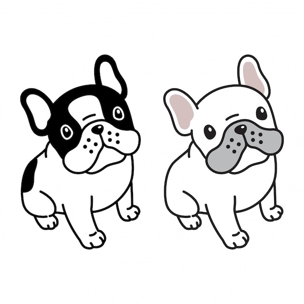 Vector perro bulldog francés sentado cartoon