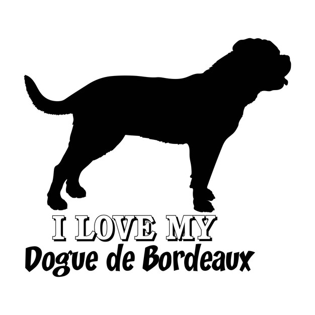 Perro de Burdeos amo a mi perro silueta de perro razas de perro logotipo monograma vector de perro