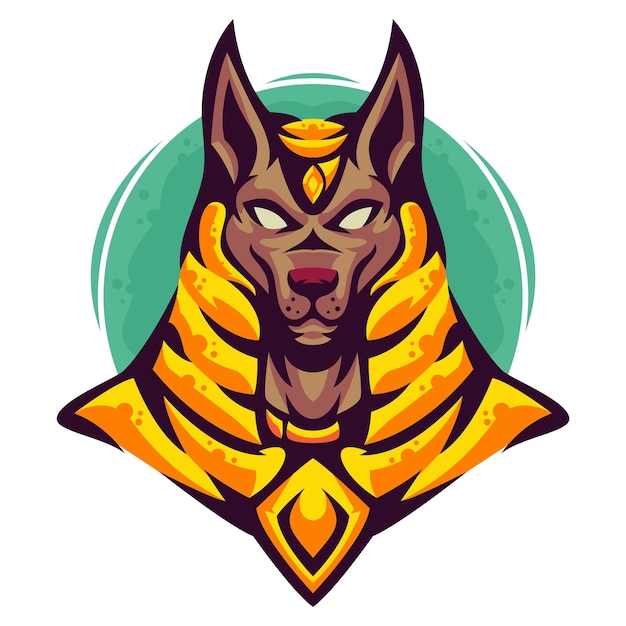 un perro con una cabeza dorada y un logotipo que dice quot dios quot