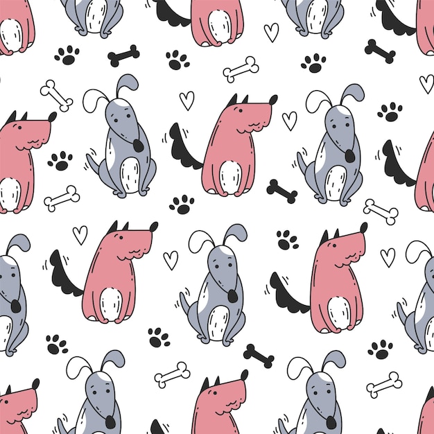 Perro cachorro mascota animal de patrones sin fisuras impresión papel tapiz concepto abstracto diseño gráfico