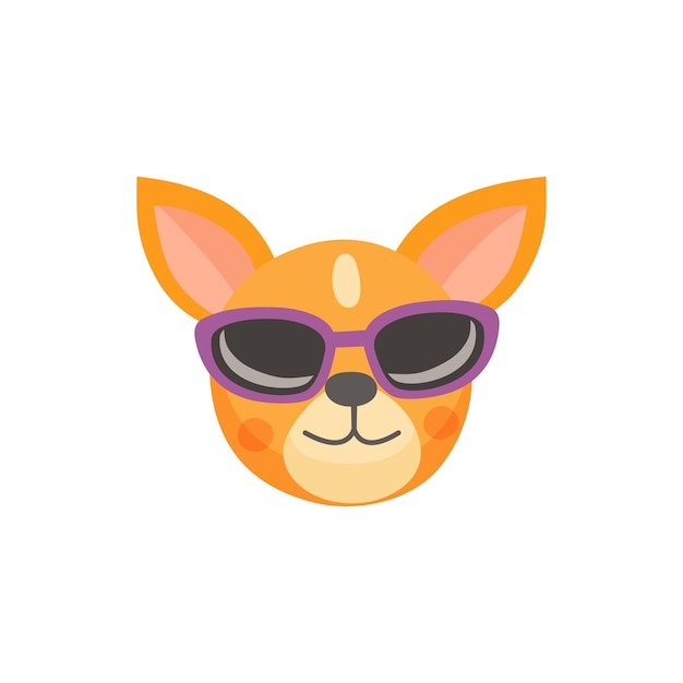 Perro cachorro terrier en gafas de sol cabeza de mascota aislada
