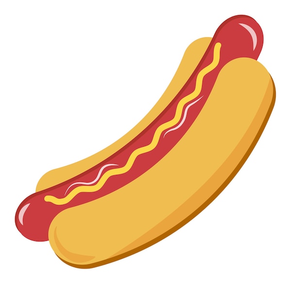 Perro caliente aislado en la ilustración de vector de fondo blanco Vector de comida rápida Ilustración Orzuelo de dibujos animados