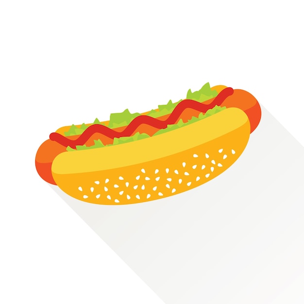Perro caliente Vector icono plano