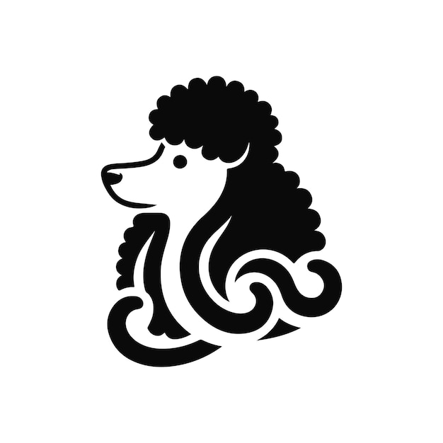 perro caniche en diferentes poses diseño de silueta vectorial de clipart