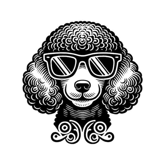 Perro caniche con gafas de sol Diseño Svg