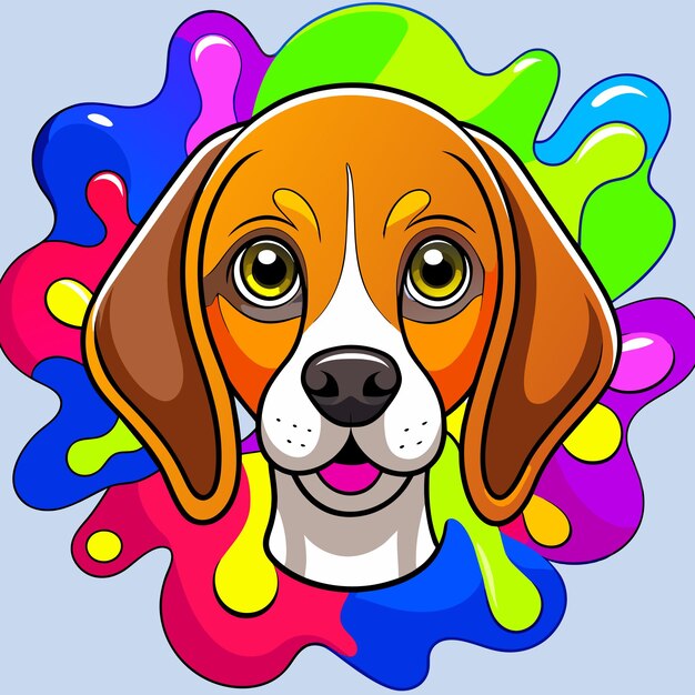 Vector un perro con una cara colorida y un salto de agua colorido
