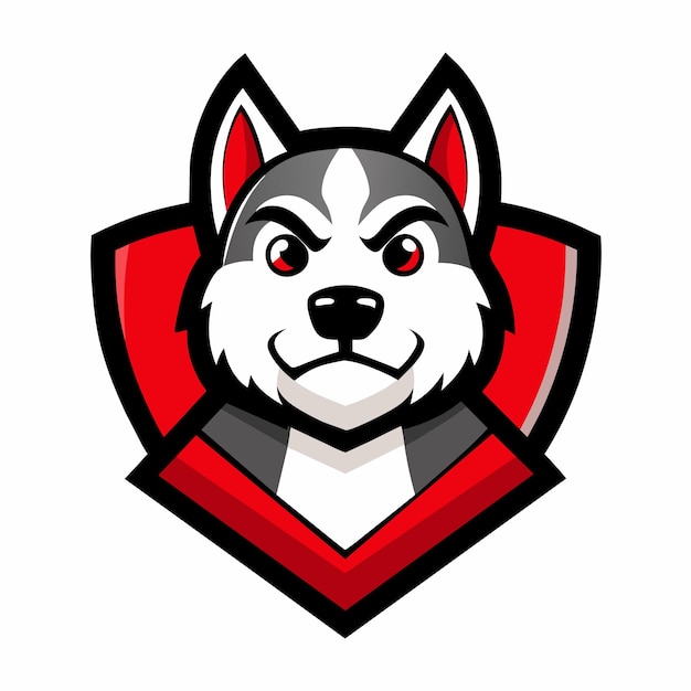 un perro con una cara roja y un logotipo rojo que dice lobo
