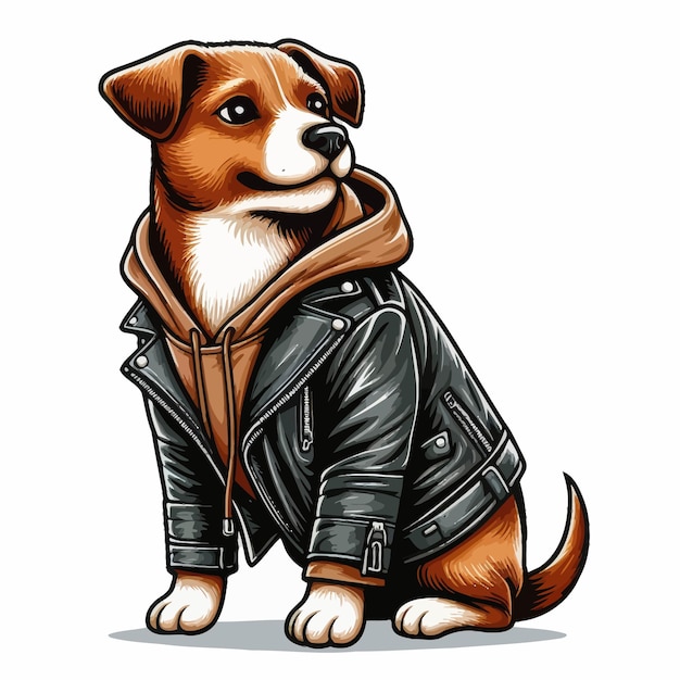 Perro con chaqueta de cuero