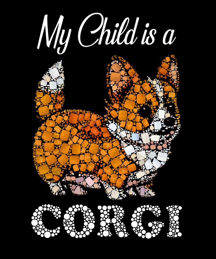 Un perro con una cita que dice que mi hijo es un diseño de camiseta corgi corgi