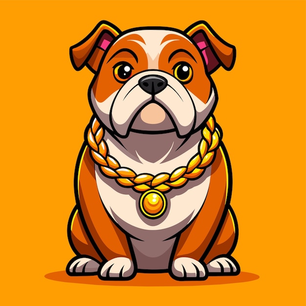 Vector un perro con un collar de oro está usando un collar