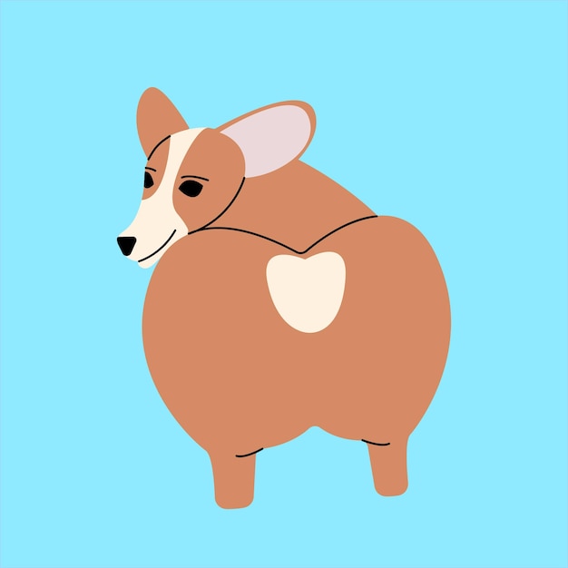 Vector perro corgi ilustración de vector plano colorido.