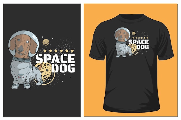 Perro Dachshund y traje espacial vector diseño de camiseta