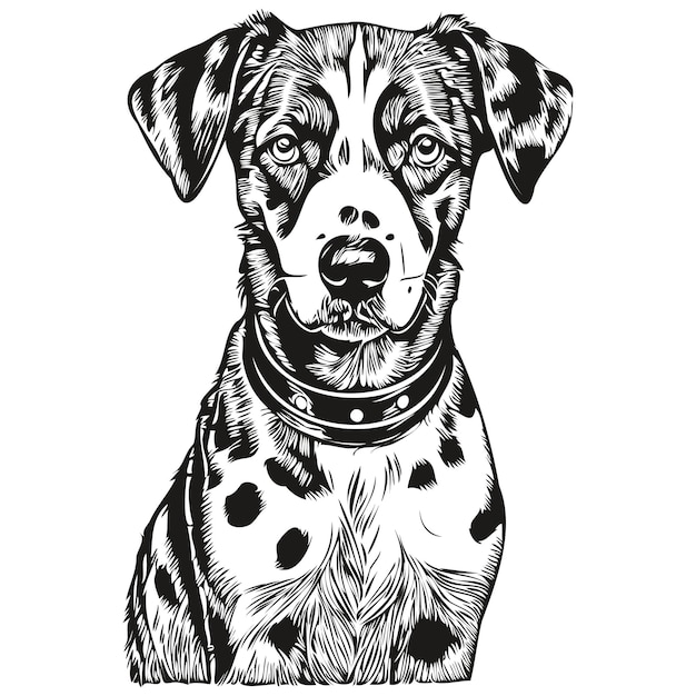 Perro dálmata mascota boceto ilustración grabado en blanco y negro vector mascota de raza realista