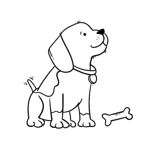 Vector perro dibujado a mano, ilustración de esquema