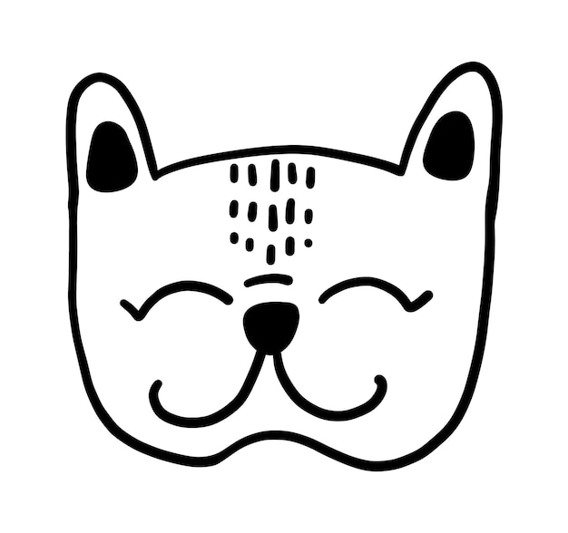 Perro dibujado a mano lindo Cachorro de garabato divertido Ilustración de dibujos animados lindo de vector