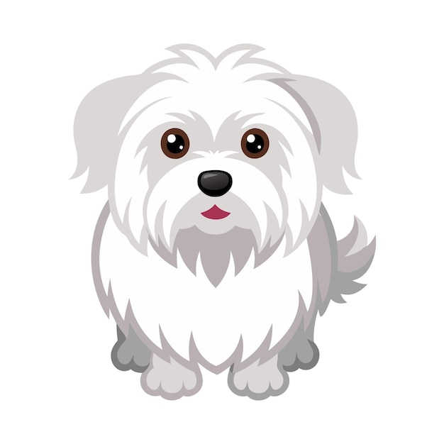 Un perro de dibujos animados con un abrigo blanco y una nariz negra