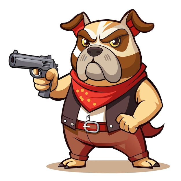 un perro de dibujos animados con un arma apuntando al lado