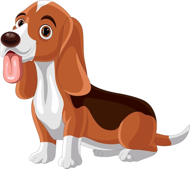 Perro de dibujos animados basset hound mostrando la lengua