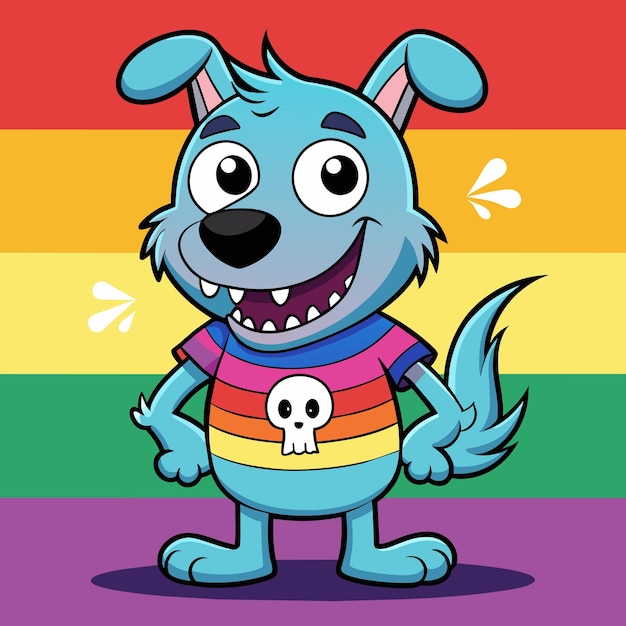 Vector un perro de dibujos animados con una camisa que dice un perro en él