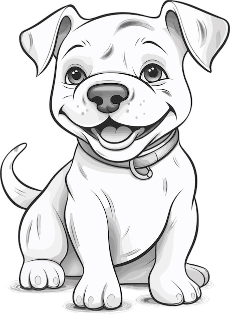 Vector un perro de dibujos animados con un collar que dice pitbull.