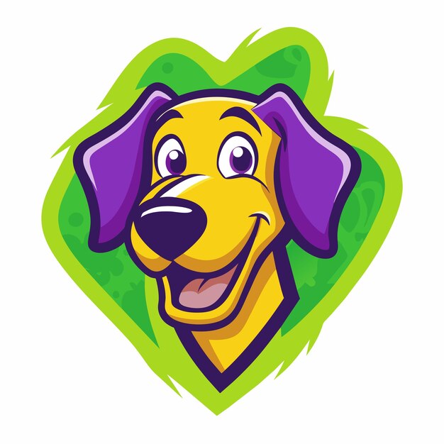 un perro de dibujos animados con un corazón verde que dice "un perro"