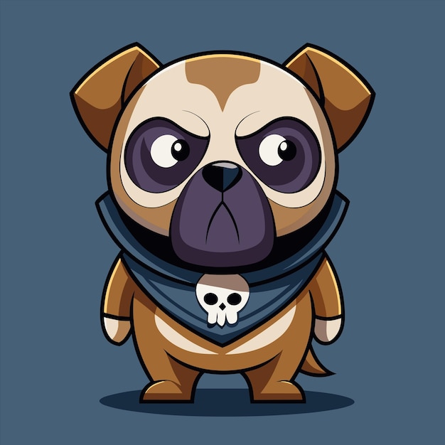 un perro de dibujos animados con un cráneo en el pecho