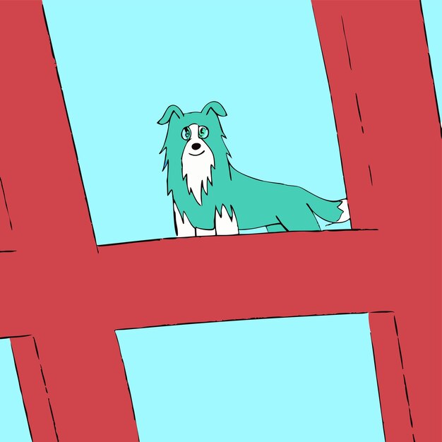 un perro de dibujos animados está mirando por una ventana