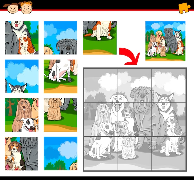 Perro de dibujos animados juego de rompecabezas