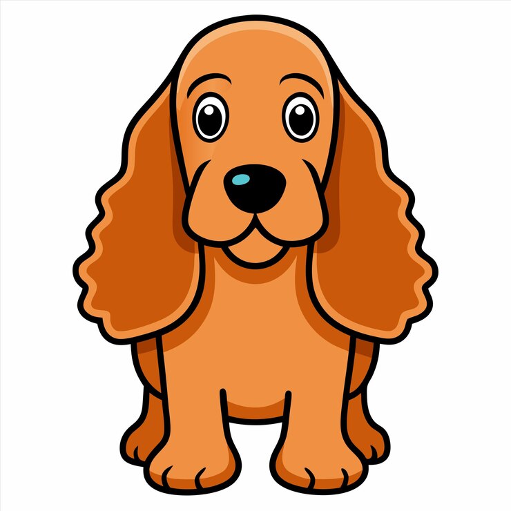 Vector un perro de dibujos animados con una nariz marrón y una nariz negra