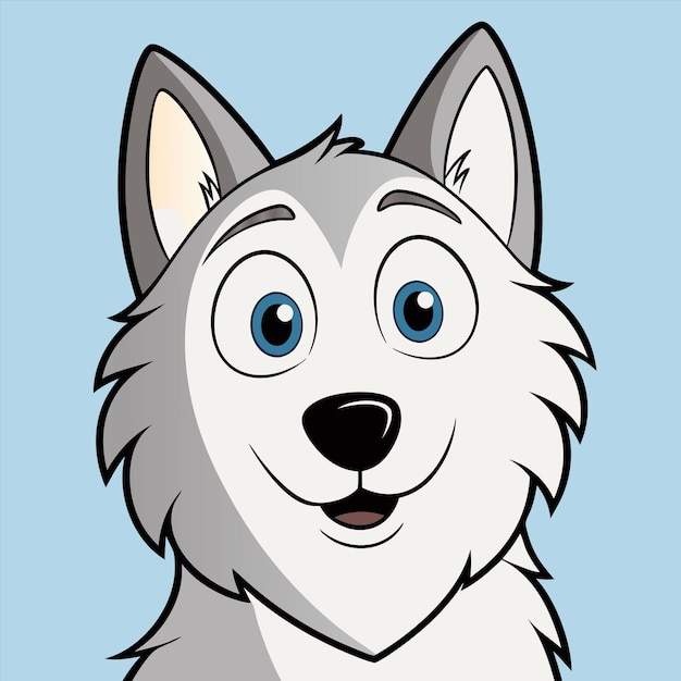 un perro de dibujos animados con ojos azules y ojos azules