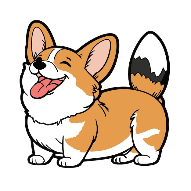 Un perro de dibujos animados que tiene una cola que dice corgi.