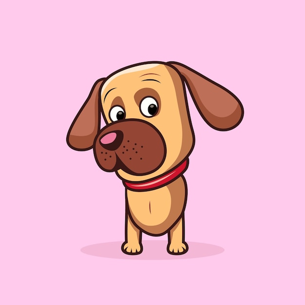 Perro de dibujos animados sobre un fondo rosa