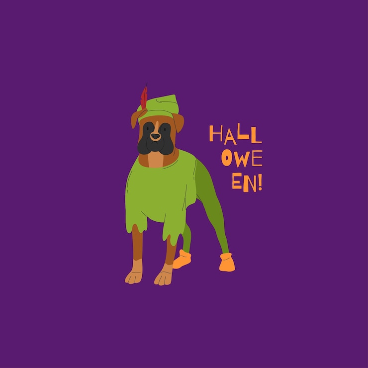 Vector perro disfrazado de arquero halloween feliz halloween ilustración vectorial ideal para tarjetas navideñas, decoraciones, invitaciones y pegatinas