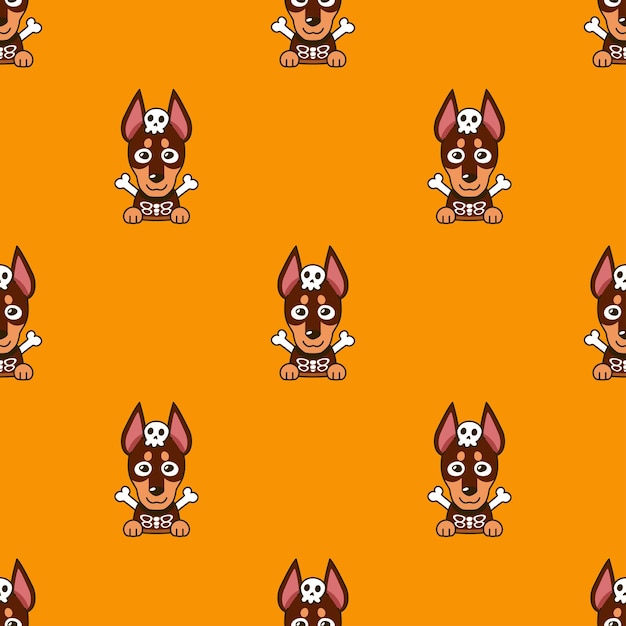 Perro doberman de dibujos animados con fondo transparente de disfraz de halloween