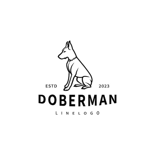el perro doberman se sienta diseño de logotipo ilustración 2