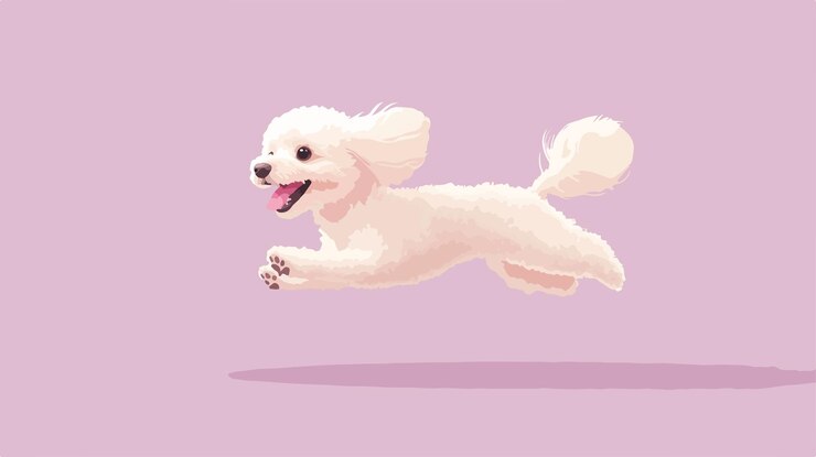 Vector perro enérgico saltando sobre un fondo púrpura vibrante para un retrato de mascota lúdico