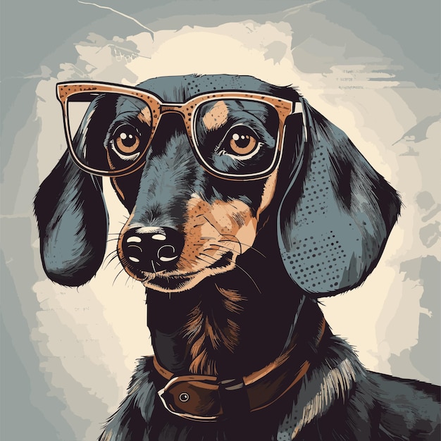 Vector perro de época con gafas