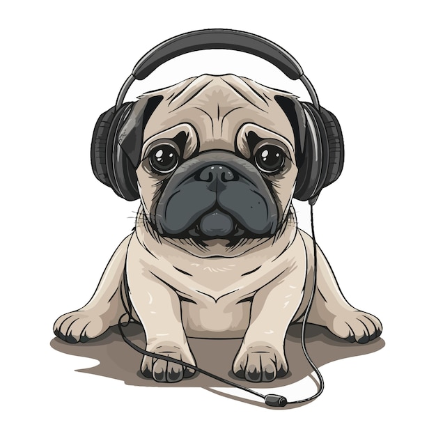 Vector perro escuchando música